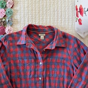 Llbean Women’s Checkered Flannel Shirt Size XS